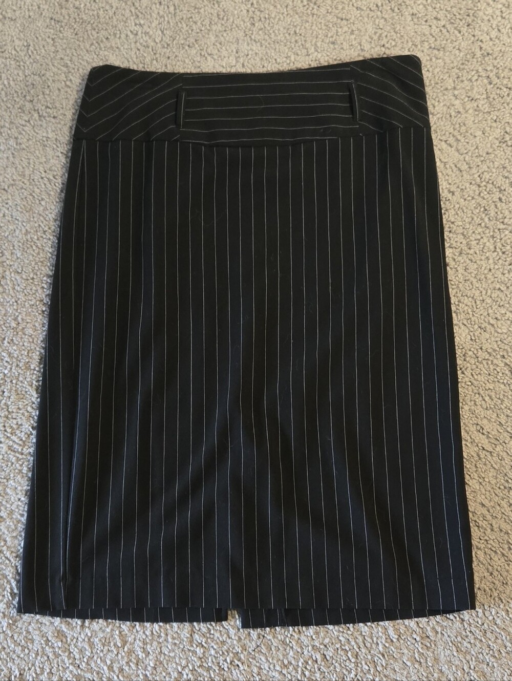 Tailored Black Pinstripe Pencil Skirt